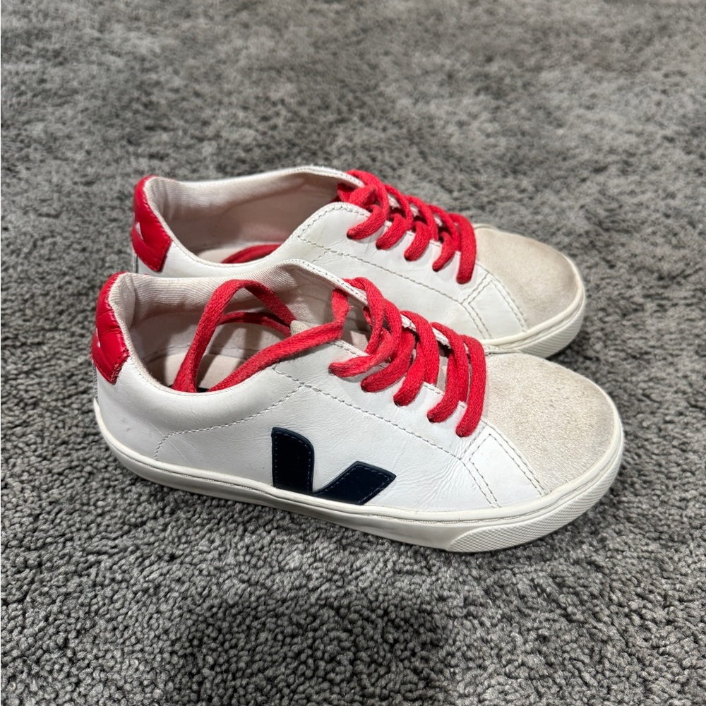 Veja Kids White and Red Sneakers